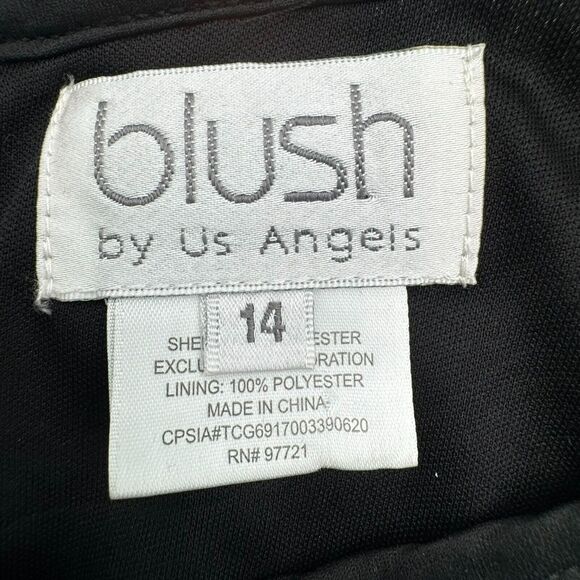 BLUSH BY US ANGELS Girls Dress Size 14 Black Blue Stars Full Sequins Shiny Party - Picture 4 of 7